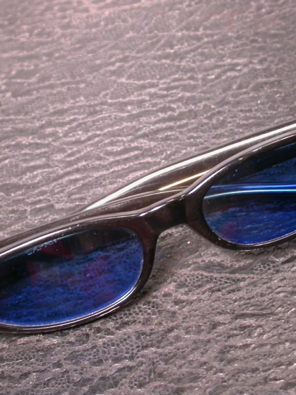 Vintage Jet Black and Blue Cat Eye Retro Sunglasses Made in Japan